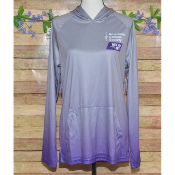American Cancer Society Relay For Life Unisex M Purple Ombre Hooded Sweatshirt - Picture 5 of 13